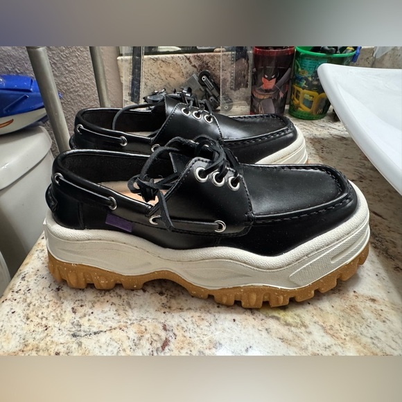 Eytys Mykonos Leather Platform Loafers Size 7.5 US 38 EU Women’s Chunky BoatShoe - Picture 3 of 7